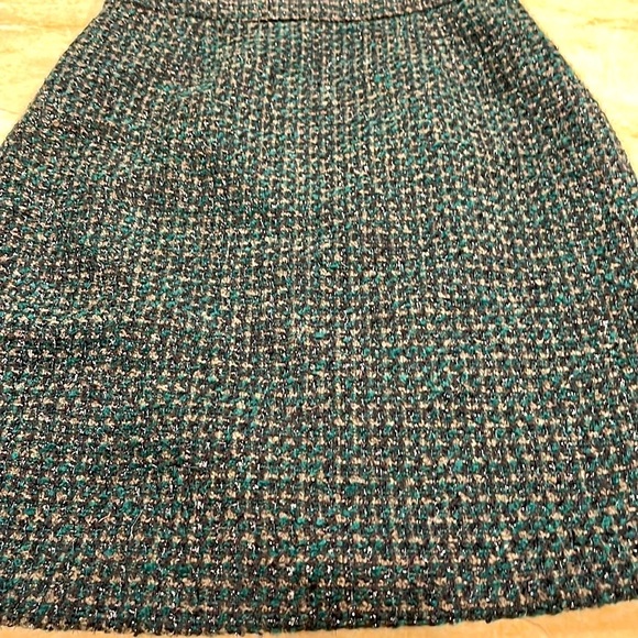 Talbots | Mixed Media Midi Sheath Dress | Green Navy Multi | Size‎ 10 - Picture 6 of 16